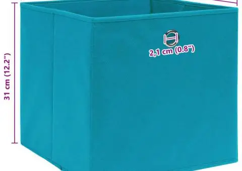 Cutii de depozitare, 10 buc., bleu, 32x32x32 cm, textil - 5/5