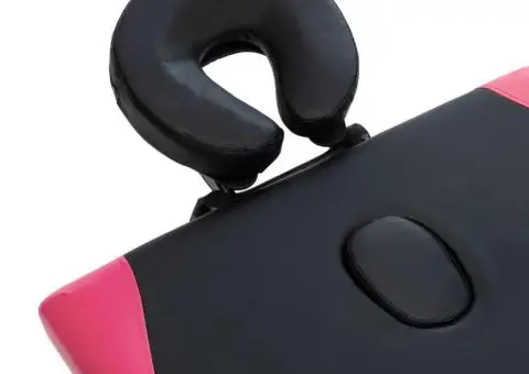 Masă pliabilă de masaj, 4 zone, negru și roz, lemn - 5/5