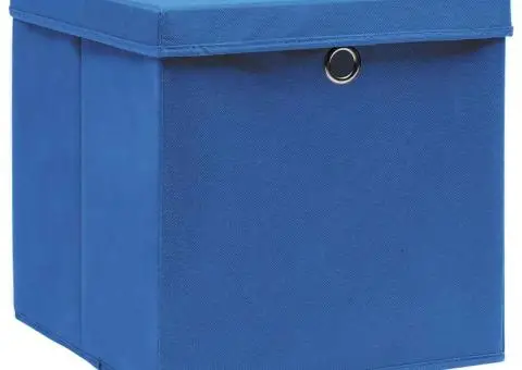 Cutii depozitare cu capace 10 buc. albastru 32x32x32 cm, textil - 2/5