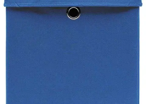 Cutii depozitare cu capace 10 buc. albastru 32x32x32 cm, textil - 3/5