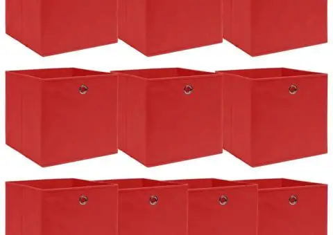 Cutii depozitare, 10 buc, roșu, 32x32x32 cm, textil - 1/5