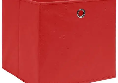 Cutii depozitare, 10 buc, roșu, 32x32x32 cm, textil - 2/5