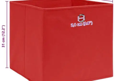 Cutii depozitare, 10 buc, roșu, 32x32x32 cm, textil - 5/5