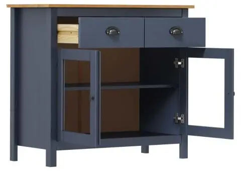 Servantă Hill, gri, 90x40x80 cm, lemn masiv de pin - 3/4