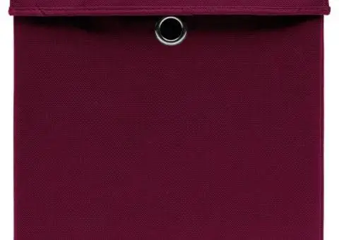 Cutii depozitare cu capac 4 buc. roșu închis 32x32x32cm, textil - 4/5