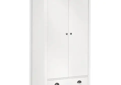 Șifonier cu 2 uși Hill, alb, 89x50x170 cm, lemn masiv de pin - 1/5