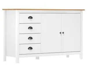 vidaXL Servantă Hill, alb, 130x40x80 cm, lemn masiv de pin