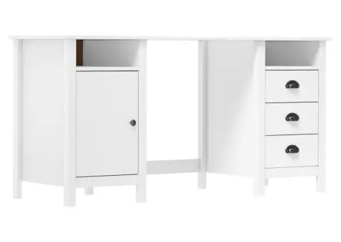 Birou Hill, alb, 150x50x74 cm, lemn masiv de pin - 1/5