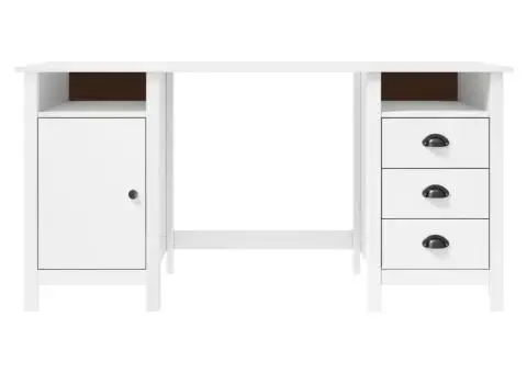 Birou Hill, alb, 150x50x74 cm, lemn masiv de pin - 2/5