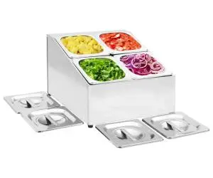 vidaXL Recipient Gastronorm cu 4 secțiuni GN 1/6 oțel inoxidabil