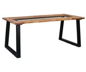 vidaXL Masă de bucătărie, 180x90x75 cm, lemn masiv acacia & sticlă
