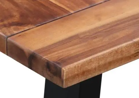 Masă de bucătărie, 180x90x75 cm, lemn masiv acacia & sticlă - 4/5