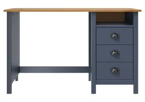 Birou Hill cu 3 sertare, gri, 120x50x74 cm, lemn masiv pin - 2/5