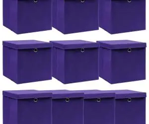 vidaXL Cutii depozitare cu capace 10 buc. violet, 32x32x32 cm, textil