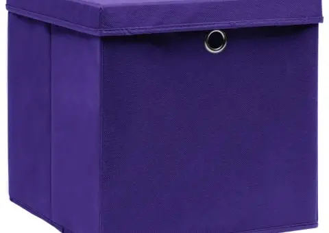 Cutii depozitare cu capace 10 buc. violet, 32x32x32 cm, textil - 2/5