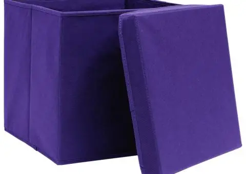 Cutii depozitare cu capace 10 buc. violet, 32x32x32 cm, textil - 3/5
