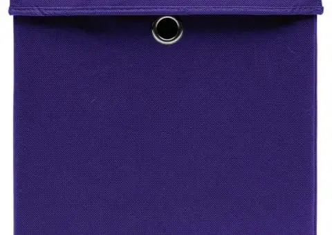 Cutii depozitare cu capace 10 buc. violet, 32x32x32 cm, textil - 4/5