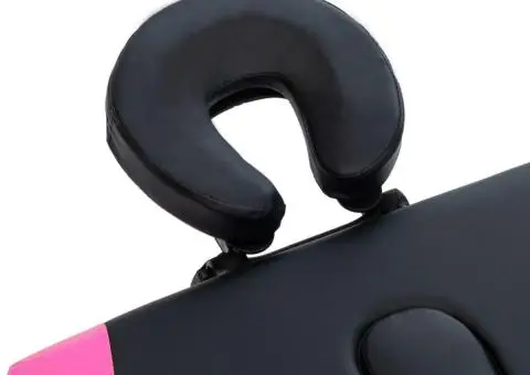 Masă pliabilă de masaj, 2 zone, negru și roz, aluminiu - 5/5