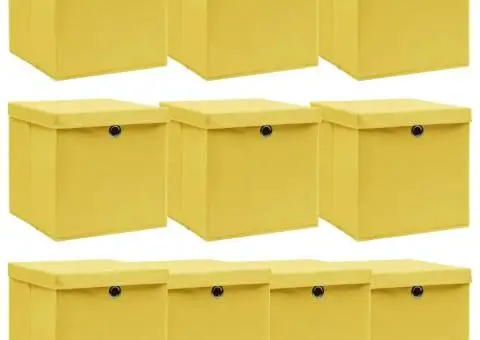 Cutii depozitare cu capace 10 buc. galben, 32x32x32 cm, textil - 1/5
