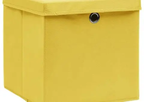Cutii depozitare cu capace 10 buc. galben, 32x32x32 cm, textil - 2/5