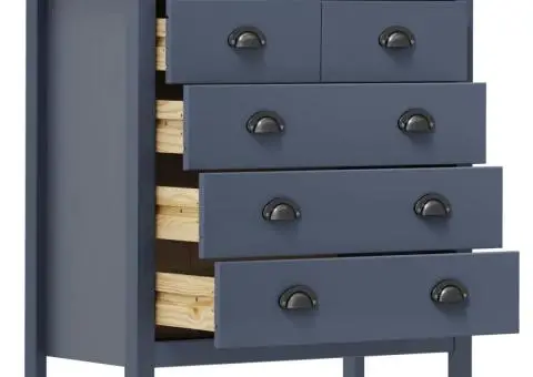 Servantă Hill, gri, 79x40x80 cm, lemn masiv de pin - 3/4