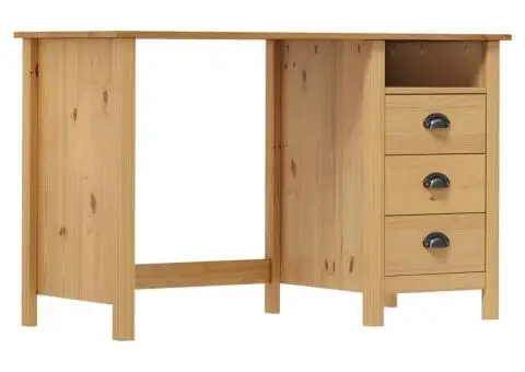 Birou Hill cu 3 sertare, 120x50x74 cm, lemn masiv de pin - 1/5