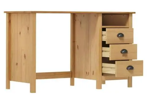 Birou Hill cu 3 sertare, 120x50x74 cm, lemn masiv de pin - 3/5