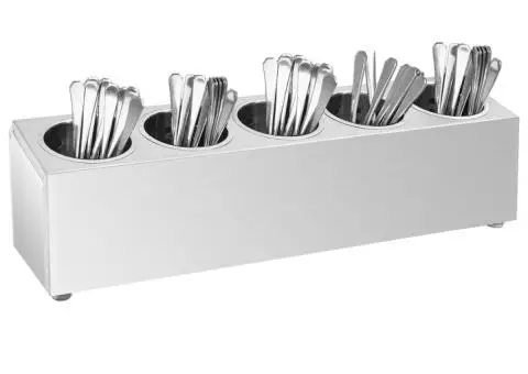 Suport tacâmuri 5 inserții oțel inoxidabil dreptunghiular - 1/5