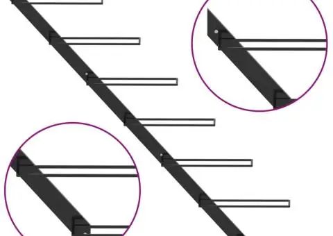 Suport sticle de vin de perete pentru 7 sticle, negru, metal - 4/5