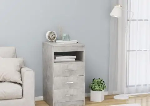 Dulap cu sertare, gri beton, 40x50x76 cm, lemn compozit - 1/5