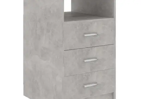 Dulap cu sertare, gri beton, 40x50x76 cm, lemn compozit - 2/5