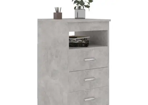 Dulap cu sertare, gri beton, 40x50x76 cm, lemn compozit - 3/5