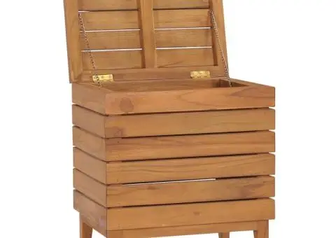 Coș de rufe, 40 x 30 x 45 cm, lemn masiv de tec - 3/5