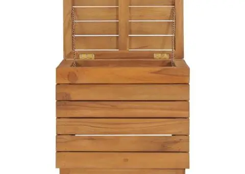 Coș de rufe, 40 x 30 x 45 cm, lemn masiv de tec - 4/5