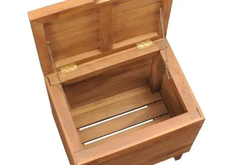 Coș de rufe, 40 x 30 x 45 cm, lemn masiv de tec - 5/5