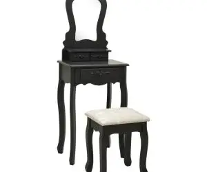 vidaXL Set masă de toaletă cu taburet negru 50x59x136 cm paulownia