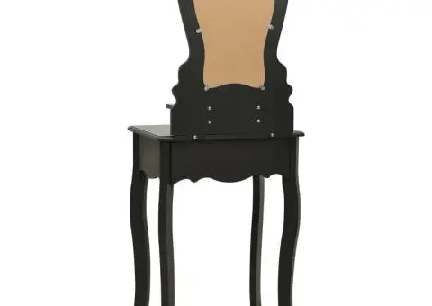 Set masă de toaletă cu taburet negru 50x59x136 cm paulownia - 5/5