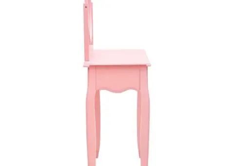 Masă toaletă cu taburet, roz, 65x36x128 cm, lemn paulownia, MDF - 5/5