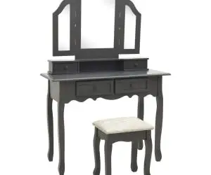 vidaXL Set masă de toaletă cu taburet gri 100x40x146 cm lemn paulownia