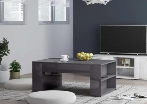 Măsuță de cafea, gri extralucios, 100x60x42 cm, lemn prelucrat - 1/5