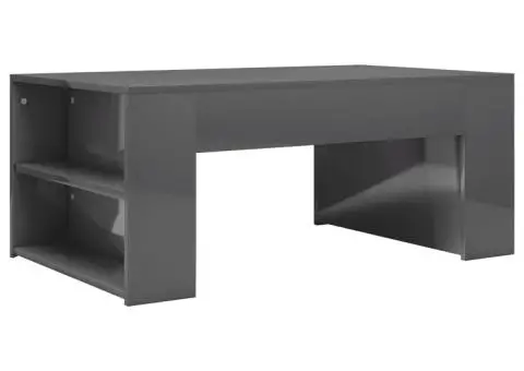 Măsuță de cafea, gri extralucios, 100x60x42 cm, lemn prelucrat - 2/5