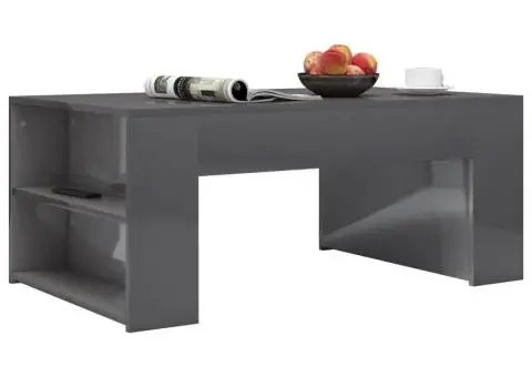 Măsuță de cafea, gri extralucios, 100x60x42 cm, lemn prelucrat - 3/5