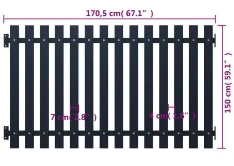Panou de gard antracit 170,5 x 150 cm oțel vopsit electrostatic - 4/4