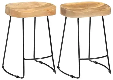 Scaune de bar Gavin, 2 buc., lemn masiv de mango - 1/5