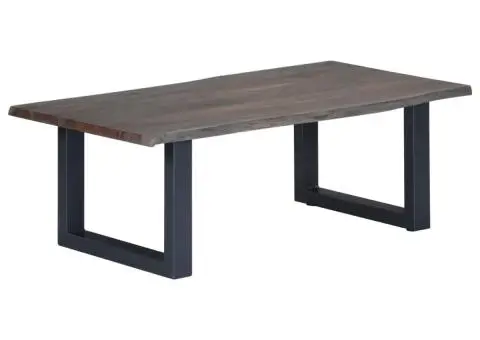 Masă cafea, muchii naturale gri 115x60x40 cm, lemn masiv acacia - 1/5