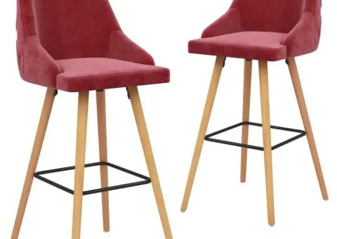Scaune de bar, 2 buc., roșu vin, catifea - 1/5