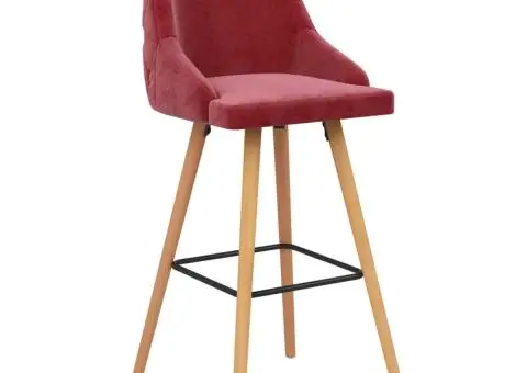 Scaune de bar, 2 buc., roșu vin, catifea - 2/5