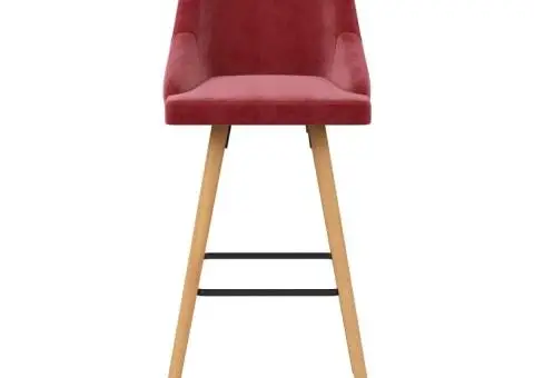 Scaune de bar, 2 buc., roșu vin, catifea - 3/5