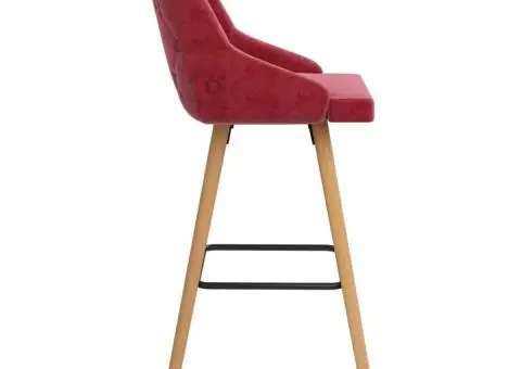 Scaune de bar, 2 buc., roșu vin, catifea - 4/5