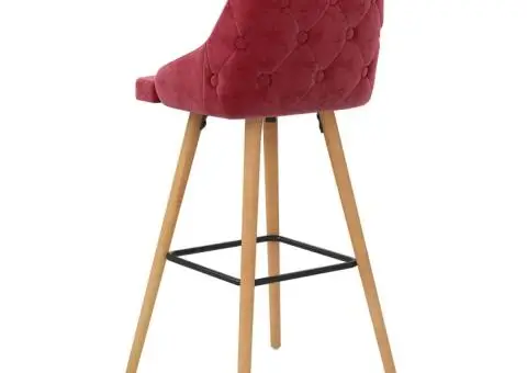 Scaune de bar, 2 buc., roșu vin, catifea - 5/5